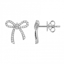 Load image into Gallery viewer, 14K Gold Large Diamond Bow Studs
