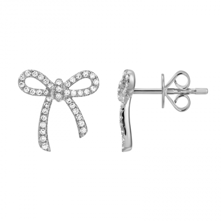 14K Gold Large Diamond Bow Studs