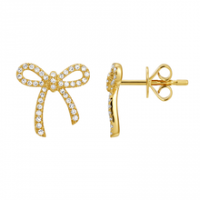 Load image into Gallery viewer, 14K Gold Large Diamond Bow Studs
