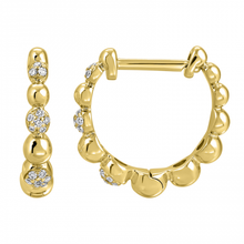 Load image into Gallery viewer, 14K Yellow Gold Diamond Bubble Huggies
