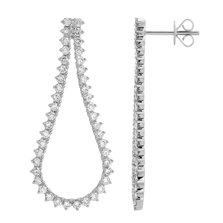 14K White Gold Diamond Teardrop Tennis Earrings