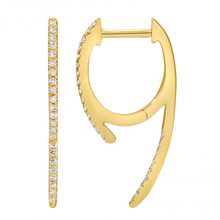 Load image into Gallery viewer, 14K Yellow Gold Diamond Spear Huggies
