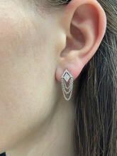 Load image into Gallery viewer, 14K Gold Diamond Triangle Chain Earrings
