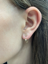 Load image into Gallery viewer, 14K Gold Double Diamond Bezel Chain Studs
