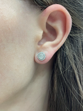 Load image into Gallery viewer, 14K White Gold Round Diamond Studs with Halo
