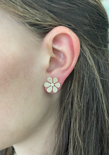 Load image into Gallery viewer, 14K Yellow Gold Diamond Flower Studs
