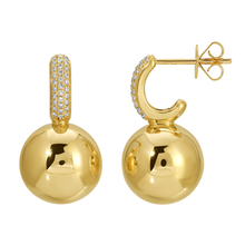 Load image into Gallery viewer, 14K Yellow Gold Diamond Ball Earrings
