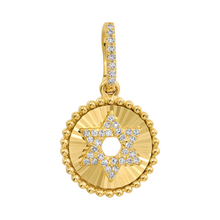 Load image into Gallery viewer, 14K Yellow Gold Fluted Diamond Star of David Charm
