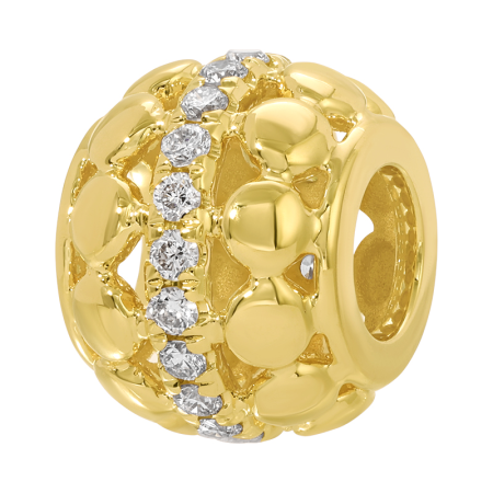 14K Yellow Gold Diamond Circle Charm