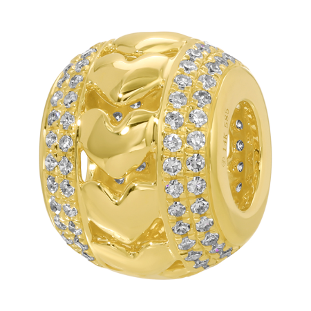 14K Yellow Gold Diamond Heart Charm