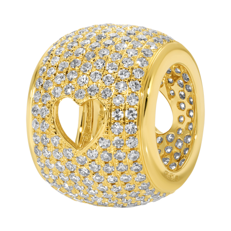 14K Yellow Gold Diamond Heart Cutout Charm