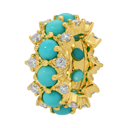 14K Yellow Gold Diamond and Turquoise Charm
