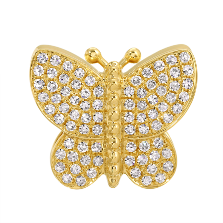 14K Yellow Gold Diamond Butterfly Charm