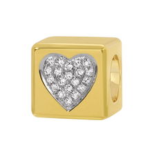 Load image into Gallery viewer, 14K Yellow Gold Diamond Heart Box Rondelle Charm
