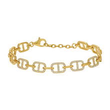 Load image into Gallery viewer, 14K Yellow Gold Diamond Mariner Link Bracelet
