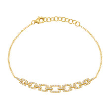 Load image into Gallery viewer, 14K Yellow Gold Diamond Square Link Bracelet
