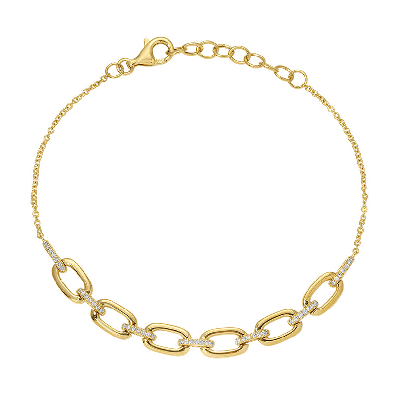 14K Yellow Gold Diamond Link Bracelet