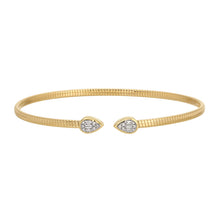 Load image into Gallery viewer, 14K Omega Yellow Gold and Diamond Pear Open Bangle
