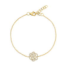 Load image into Gallery viewer, 14K Yellow Gold Diamond Flower Bracelet
