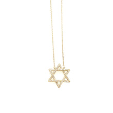 Load image into Gallery viewer, 14K Gold Diamond Star of David Large Necklace
