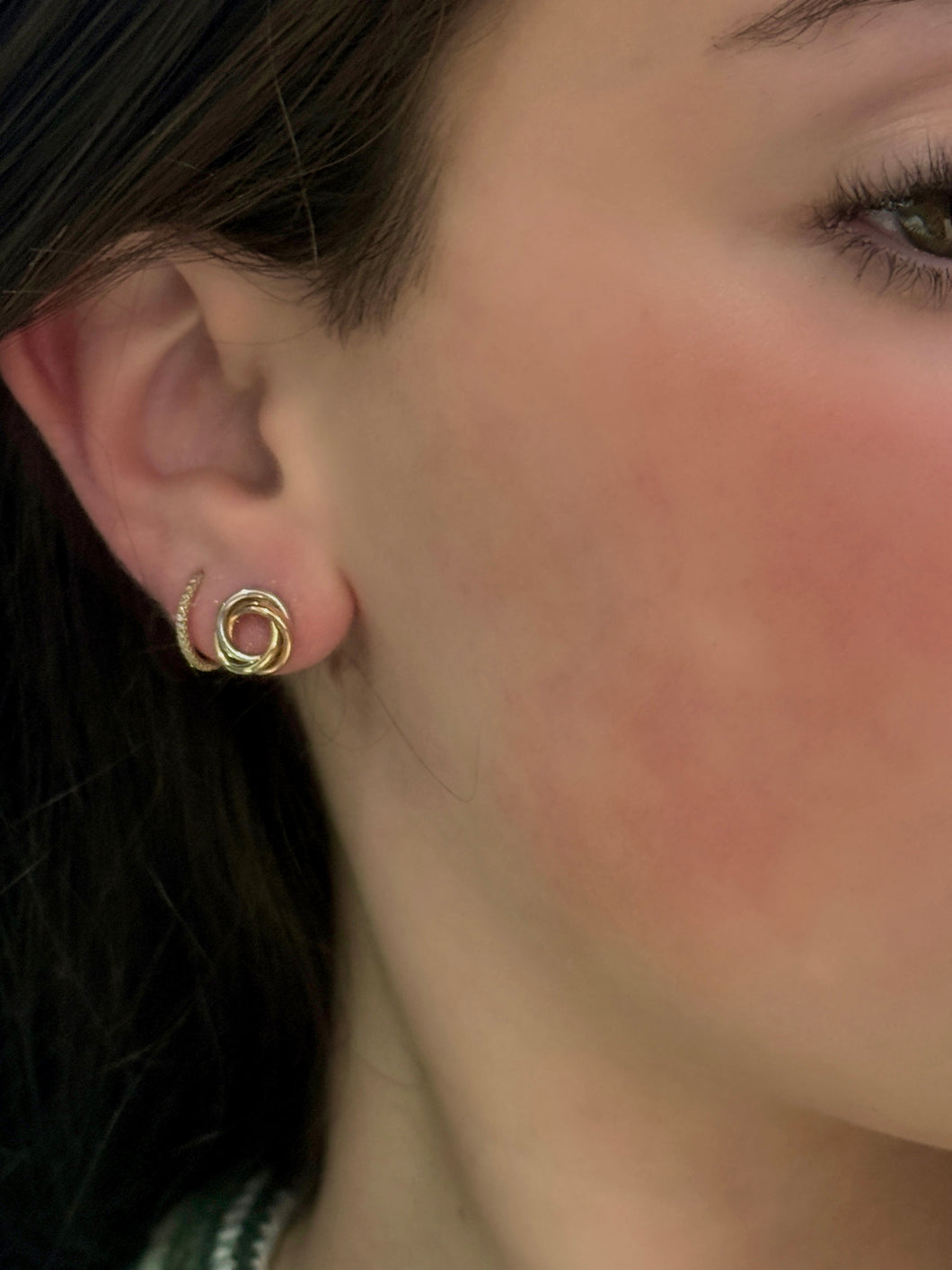 14K gold Tri Color Knot Studs