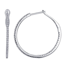 Load image into Gallery viewer, 14K White Gold and Diamond Round 27mm Hoop Earrings
