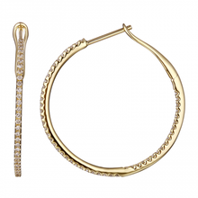 Load image into Gallery viewer, 14K Gold and Diamond Round 27mm Hoop Earrings
