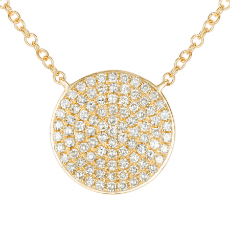 14K Yellow Gold Diamond Circle Pendant Necklace
