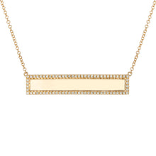 Load image into Gallery viewer, 14K  Yellow Gold Engravable Bar Diamond Necklace
