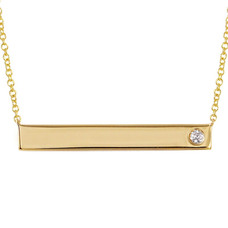 14K Yellow Gold and Diamond Bar Necklace