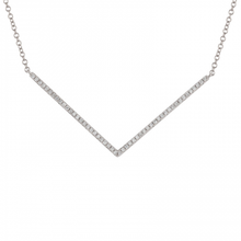 Load image into Gallery viewer, 14k White Gold Diamond V Necklace
