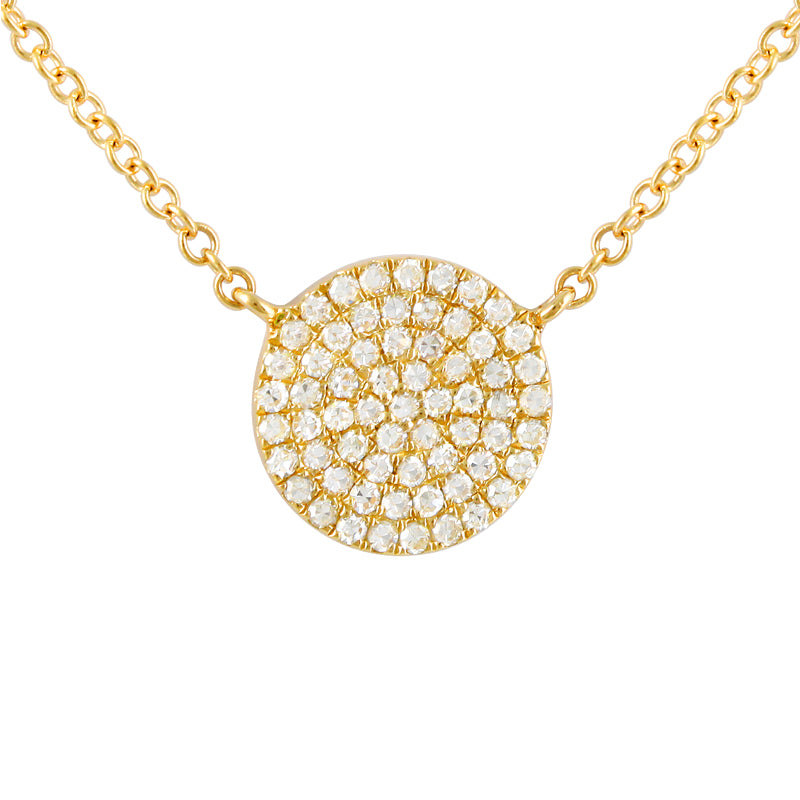 14k Gold Medium Diamond Circle Necklace