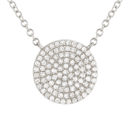 14K White Gold Diamond Circle Pendant Necklace