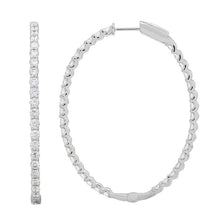 Load image into Gallery viewer, 14K White Gold Diamond Oval Hoop Earrings
