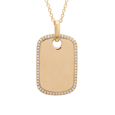 14K Yellow Gold Diamond Name Tag Necklace