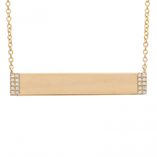 Load image into Gallery viewer, 14k Gold Diamond Engravable Bar Necklace
