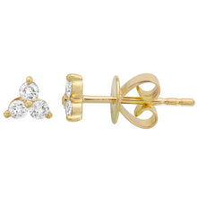 Load image into Gallery viewer, 14K Gold Triple Diamond Large Stud (Sold as Single)

