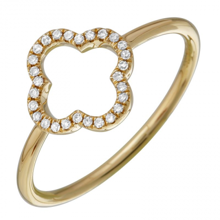 14K Gold Diamond Open Clover Ring