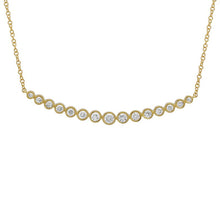 Load image into Gallery viewer, 14K Gold Diamond Bezel Curved Bar Necklace
