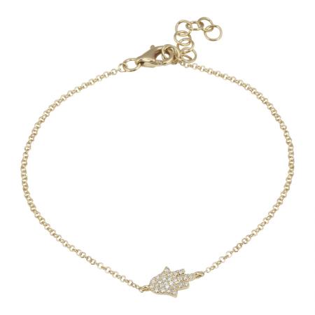 14K Yellow Gold Diamond Chamsa Bracelet