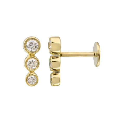 14K Yellow Gold Bezel Diamond Flatback Stud (Sold as Single)