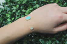 Load image into Gallery viewer, 14K Yellow Gold Turquoise and Diamond Open Bangle
