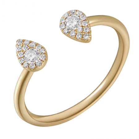 14K Yellow Gold Diamond Pear Open Ring