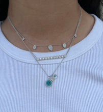 Load image into Gallery viewer, 14K White Gold Diamond Evil Eye Hamsa Charm Necklace
