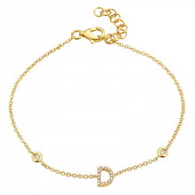 Load image into Gallery viewer, 14K Gold Initial Diamond Bracelet
