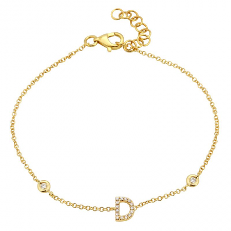 14K Gold Initial Diamond Bracelet