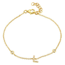 Load image into Gallery viewer, 14K Gold Initial Diamond Bracelet
