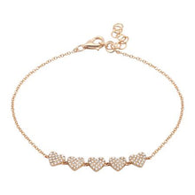 Load image into Gallery viewer, 14K Gold Diamond Hearts Bracelet
