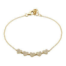 Load image into Gallery viewer, 14K Gold Diamond Hearts Bracelet
