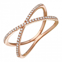 Load image into Gallery viewer, 14k Gold Diamond X Ring
